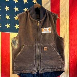 CUSTOM Japanese Denim Repaired Vintage Carhartt V02 Sandstone Vest.